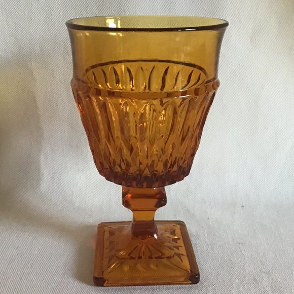 Mid-Century Amber Goblet / Stemmed Glass - Picture 1 of 4